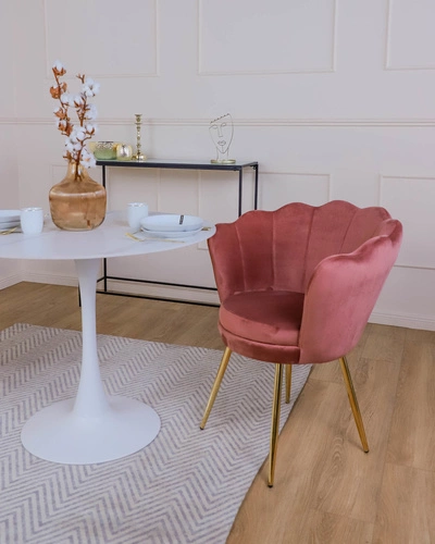 Krzesło tapicerowane welurowe Florencja Intesi beżowe glamour z podłokietnikami do jadalni