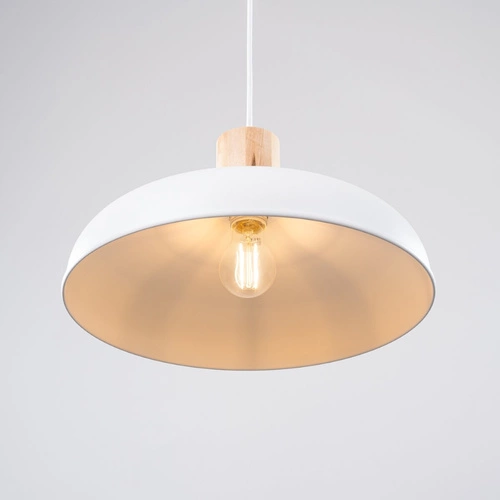 Lampa wisząca INDY biała skandynawska stalowa do salonu i jadalni nad stół 38 cm