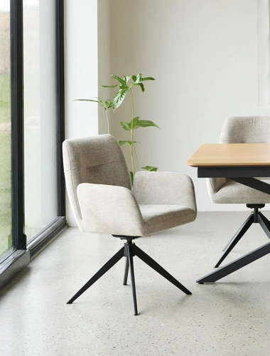 Krzesło obrotowe Roxana do jadalni tapicerowane z podłokietnikami