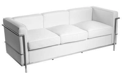 Sofa skórzana trzyosobowa Kubik D2.DESIGN biała nowoczesna do salonu lub biura 180 cm