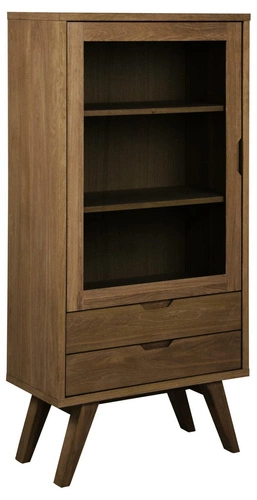 Witryna szklana do salonu A-Line dąb dymiony skandynawska na książki i alkohol Actona 145 cm