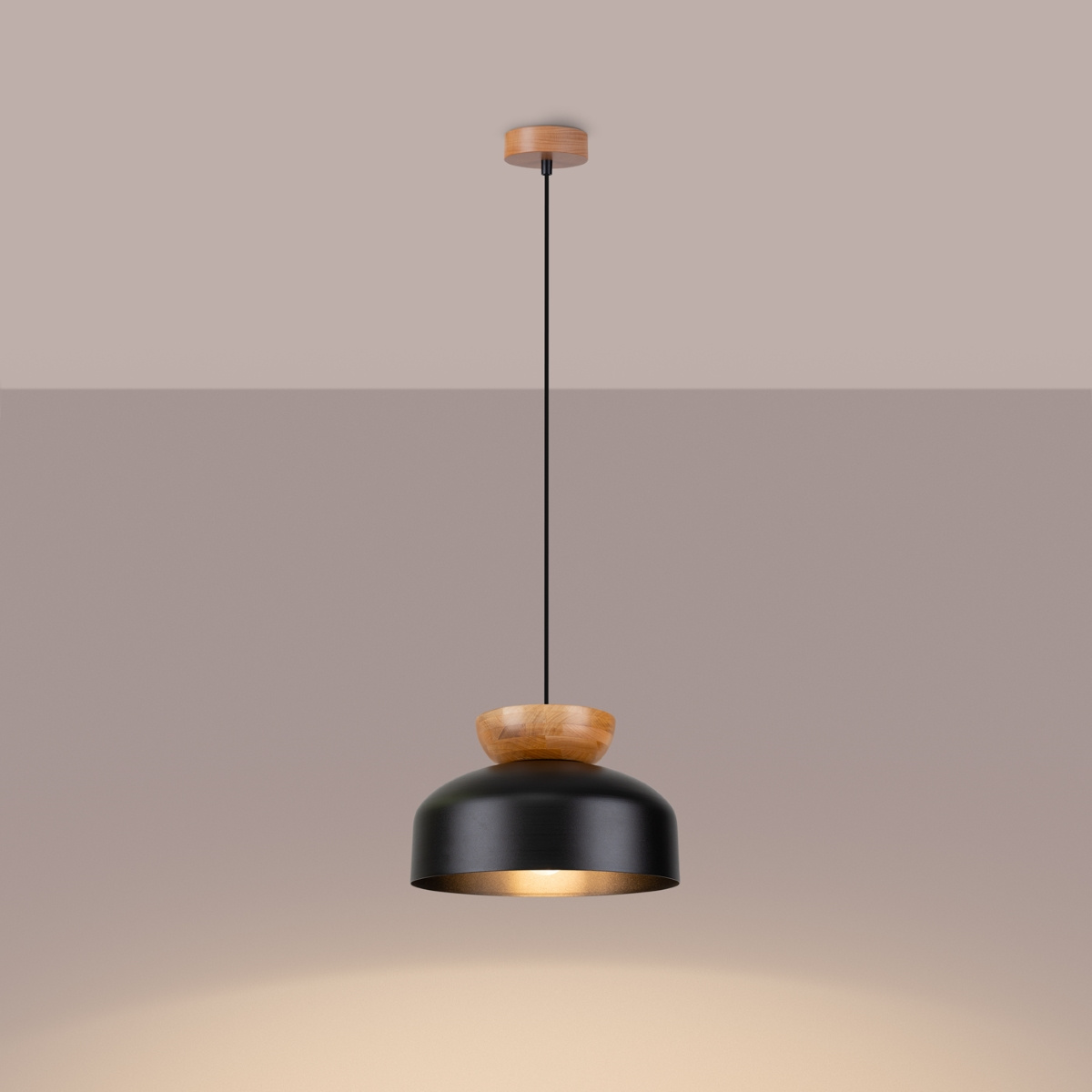 Lampa wisząca MARION czarna skandynawska okrągła do kuchni i jadalni regulowana