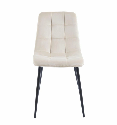 Krzesło tapicerowane Caro Velvet beżowe do jadalni i salonu welurowe na czarnych nogach