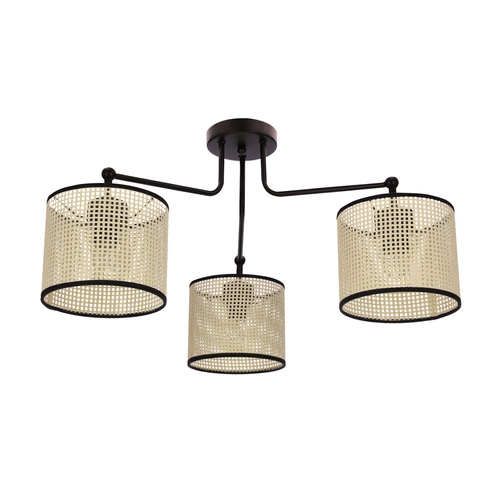 Lampa wisząca TOPI czarny 3x40W E27 abażur kremowy