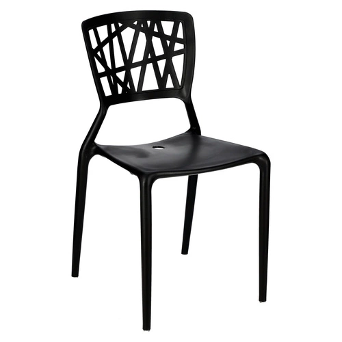 Krzesło Bush inspirowane Viento Chair czarne nowoczesne sztaplowane do ogrodu i sali bankietowej