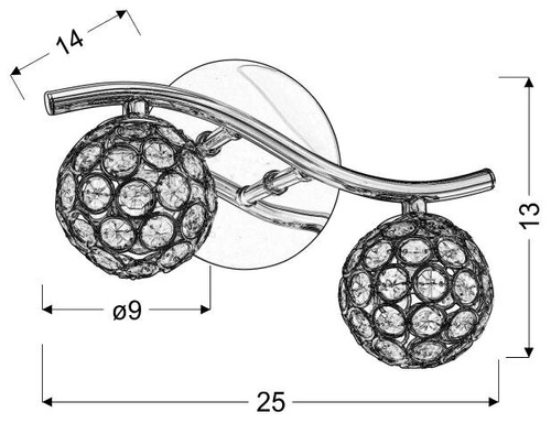 Kinkiet ścienny Starlet nowoczesny chrom z kryształowym kloszem do salonu i sypialni 25 cm