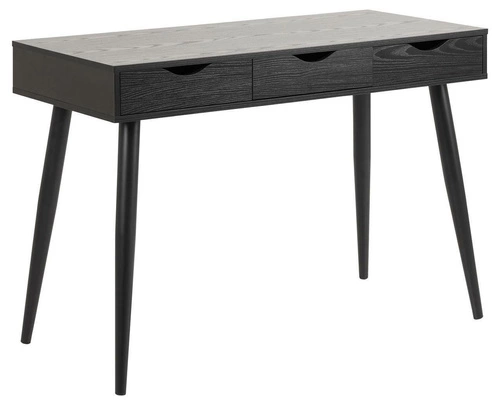 Biurko skandynawskie Scandi czarne z 3 szufladami do pracy 110 cm Intesi