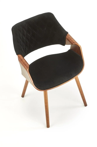 Krzesło tapicerowane Turynia Intesi do jadalni czarne z podłokietnikami drewniane orzech