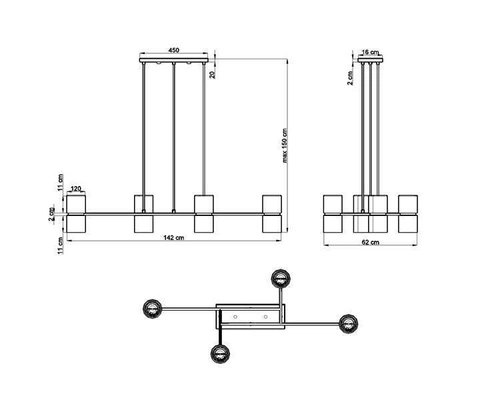 Lampa wisząca KUKKIA czarna 4-punktowa nowoczesna do salonu i jadalni nad stół