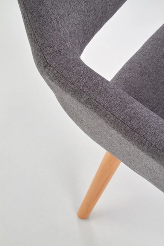 Krzesło Luizjana tapicerowane szare skandynawskie z podłokietnikami do jadalni Intesi