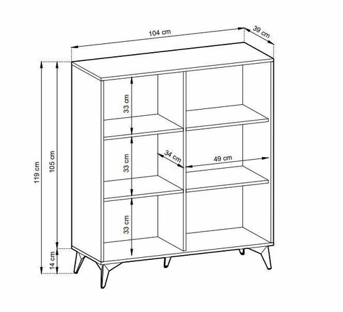 Komoda Fargo wysoka loftowa w jodełkę, komoda do salonu na nóżkach, nowoczesna 104 cm Intesi