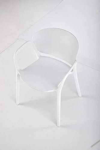 Krzesło Nadine białe do jadalni i ogrodu z tworzywa, nowoczesne, sztaplowane, z podłokietnikami