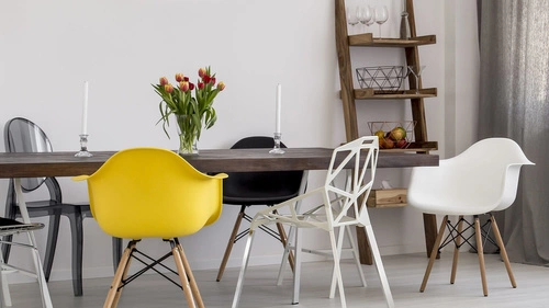 Krzesło do jadalni P018W PP czarne inspirowane DAW nowoczesne z podłokietnikami D2.DESIGN