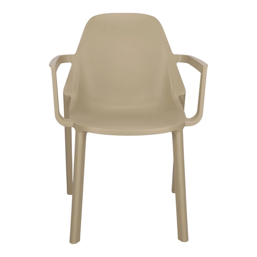 Krzesło ogrodowe z podłokietnikami PIU Arm beżowe SCAB Design, nowoczesne sztaplowane tworzywo
