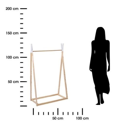 Wieszak stojący dziecięcy z drewna sosnowego Tipi Atmosphera do pokoju dziecięcego