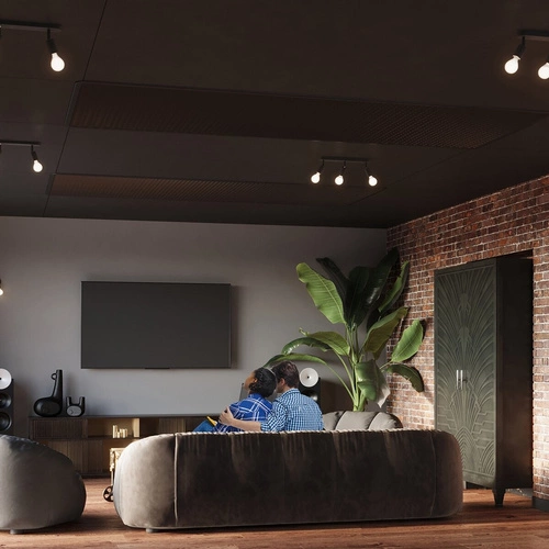 Plafon sufitowy FORNES 2 czarny metalowy minimalistyczny do salonu i kuchni z ruchomym kloszem