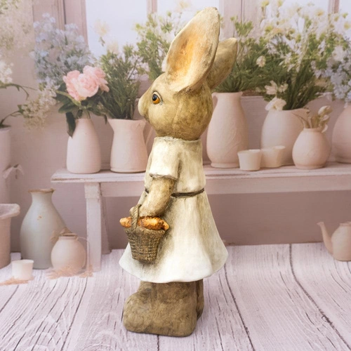 Intesi figurka wielkanocna zając w sukience 55cm stojąca dekoracja do salonu i jadalni
