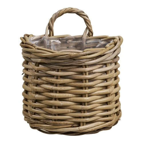 Kosz dekoracyjny Keli rattan kubu naturalny do salonu i sypialni 37x23x27 cm