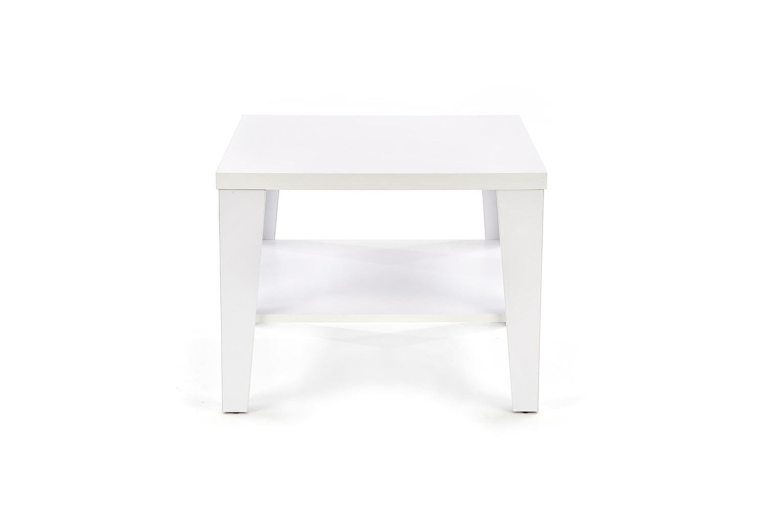 Stolik kawowy Deya S biały kwadratowy z półką nowoczesny do salonu Intesi 70x70 cm