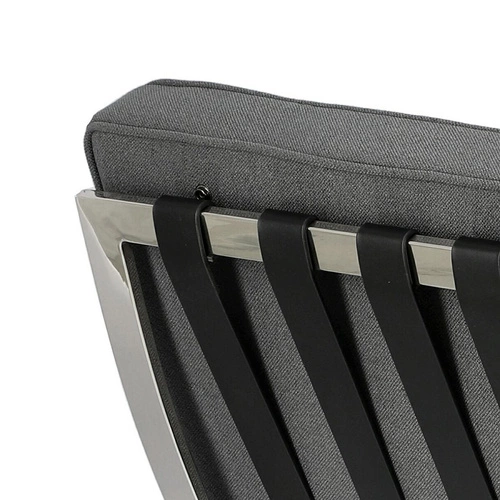 Fotel wypoczynkowy BA1 inspirowany Barcelona do salonu glamour tkanina antracyt chrom