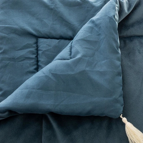 Aksamitna narzuta na łóżko niebieska 80x180 cm nowoczesna Atmosphera do sypialni