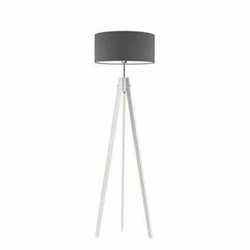 Lampa podłogowa HAITI abażur szary stalowy stelaż biały