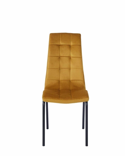 Krzesło do jadalni Ezara Velvet żółte tapicerowane welurowe nowoczesne na czarnych nogach Intesi