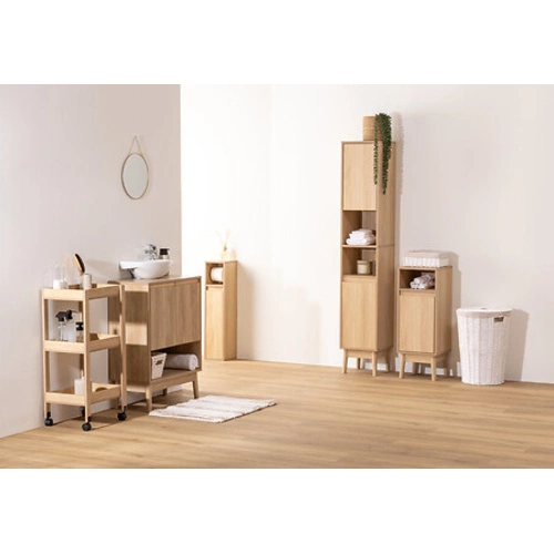 Szafka łazienkowa stojąca wąska Abana 30 cm naturalny dąb nowoczesna do małej łazienki 5five