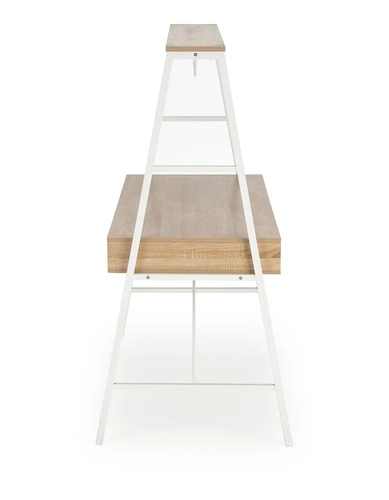 Biurko dwustanowiskowe Suplika dąb sonoma z szufladami i nadstawką nowoczesne do pracy Intesi