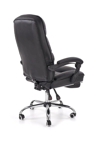 Fotel biurowy ergonomiczny Nalvi czarny z podnóżkiem skórzany obrotowy do biura