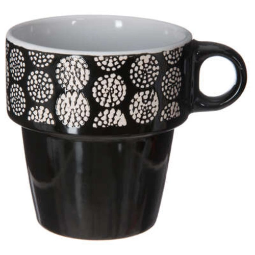 Zestaw 6 kubków ceramicznych Ethnik 260 ml do kawy i herbaty elegancki szary 5five
