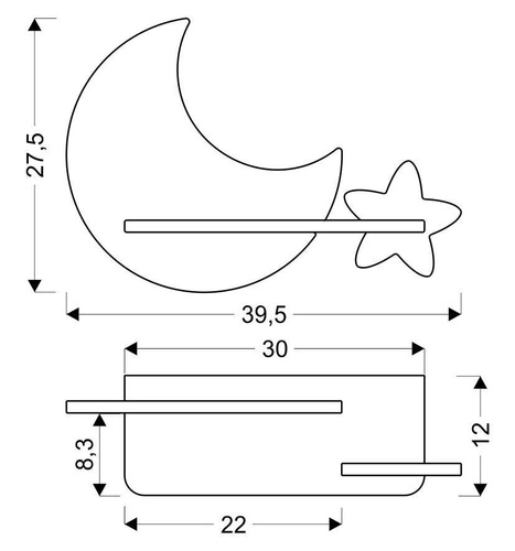 Kinkiet Moon lampa 5W LED 4000K iq kids szary+złoty