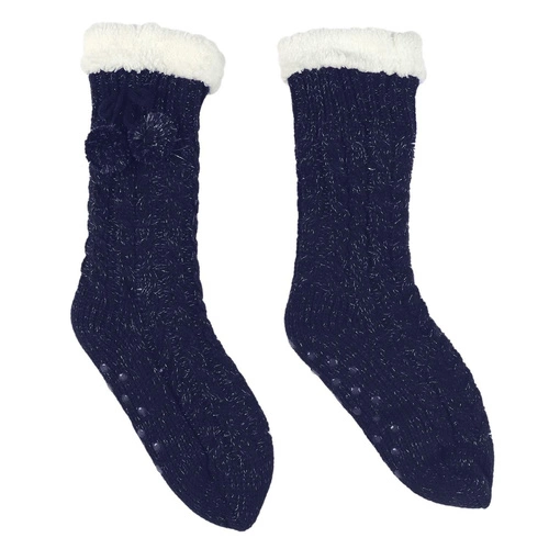 Intesi skarpety granatowe warkoczykowy splot miękki poliester nowoczesne na prezent