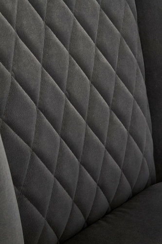 Krzesło do jadalni Emmy Intesi tapicerowane welur szare nowoczesne pikowane na czarnych nogach