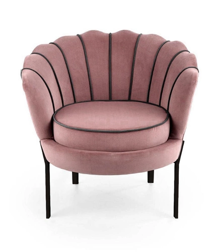 Fotel muszelka Aniel welur różowy nowoczesny glamour do salonu Intesi wypoczynkowy