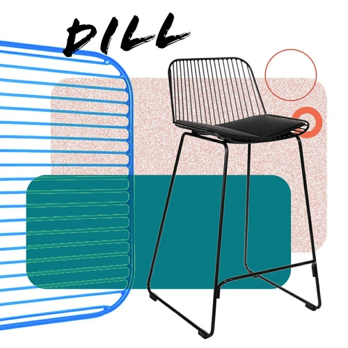 Krzesło barowe Dill Low czarne z czarną poduszką Outlet