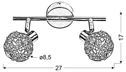 Lampa sufitowa Collar chromowana regulowana do salonu i sypialni nowoczesna 2-punktowa