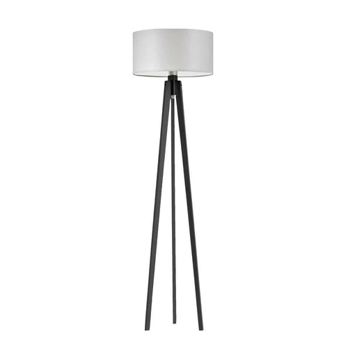 Lampa podłogowa MIAMI abażur jasny szary stelaż hebanowy