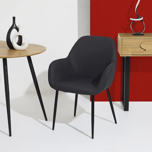 Krzesło tapicerowane Lavia czarne Intesi do jadalni i salonu nowoczesne z podłokietnikami