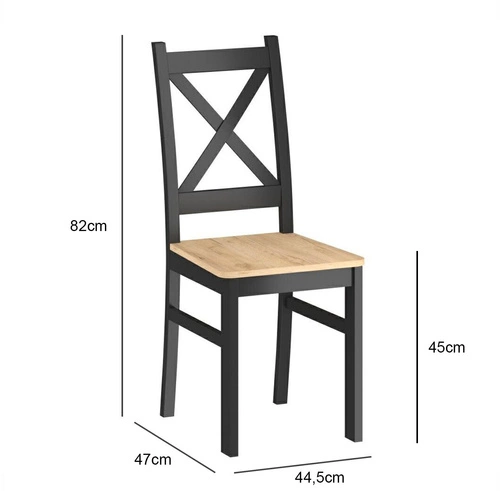 Krzesło drewniane Lacie do jadalni i kuchni dąb złoty i czarne Intesi styl prowansalski