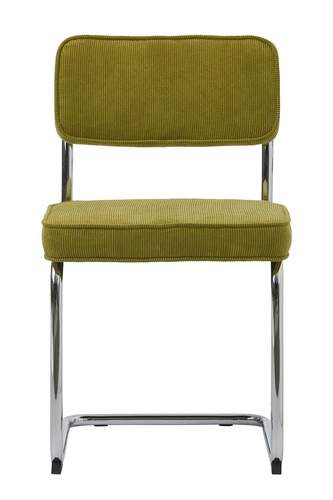 Krzesło tapicerowane sztruks Tepper zielone do jadalni i salonu nowoczesne na płozach