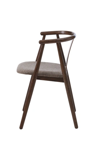 Krzesło drewniane tapicerowane Relate beżowe z podłokietnikami do jadalni nowoczesne