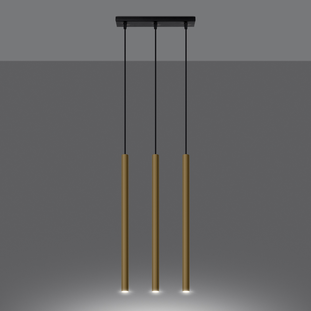 Lampa wisząca Pastelo 3-punktowa złota nowoczesna regulowana do salonu i jadalni