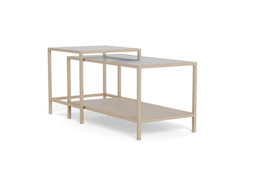 Seaford zestaw 2 stolików kawowych kwadratowych loft beżowy do salonu