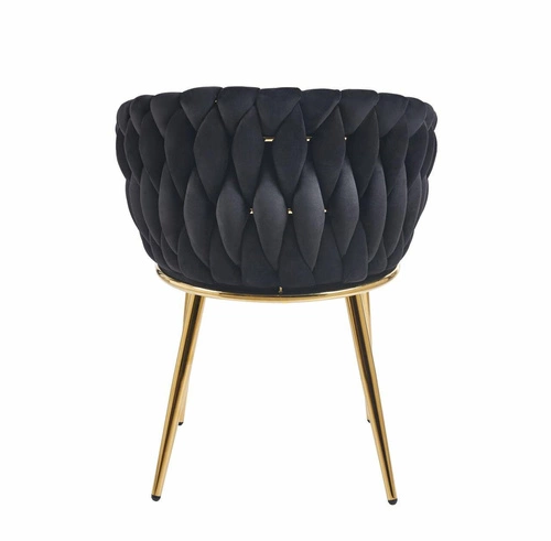 Krzesło tapicerowane Malaya Velvet Intesi czarne welurowe z podłokietnikami do jadalni glamour