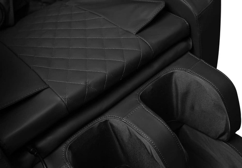 Fotel wypoczynkowy Taya czarny z funkcją masażu, podgrzewaniem i podnóżkiem do salonu ekoskóra