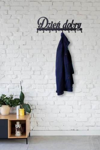 Wieszak ścienny do przedpokoju metalowy czarny Dzień dobry 01 Intesi nowoczesny 60 cm