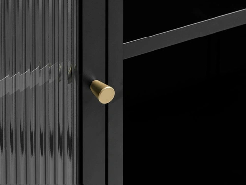 Komoda Bronco czarna nowoczesna ryflowana na nóżkach do salonu 132 cm