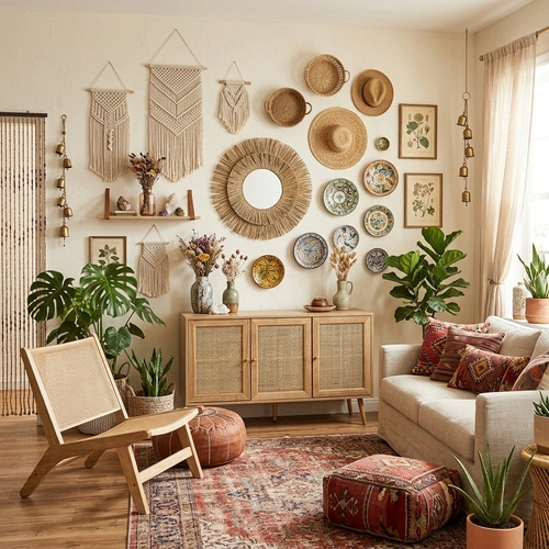 Fotel Bali drewniany boho do salonu Intesi z plecionką naturalny nowoczesny dekoracyjny