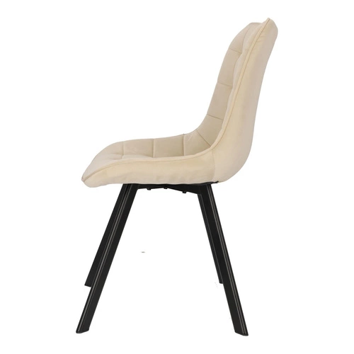 Krzesło tapicerowane welurowe Moly Intesi beżowe z czarnymi nogami do jadalni i salonu
